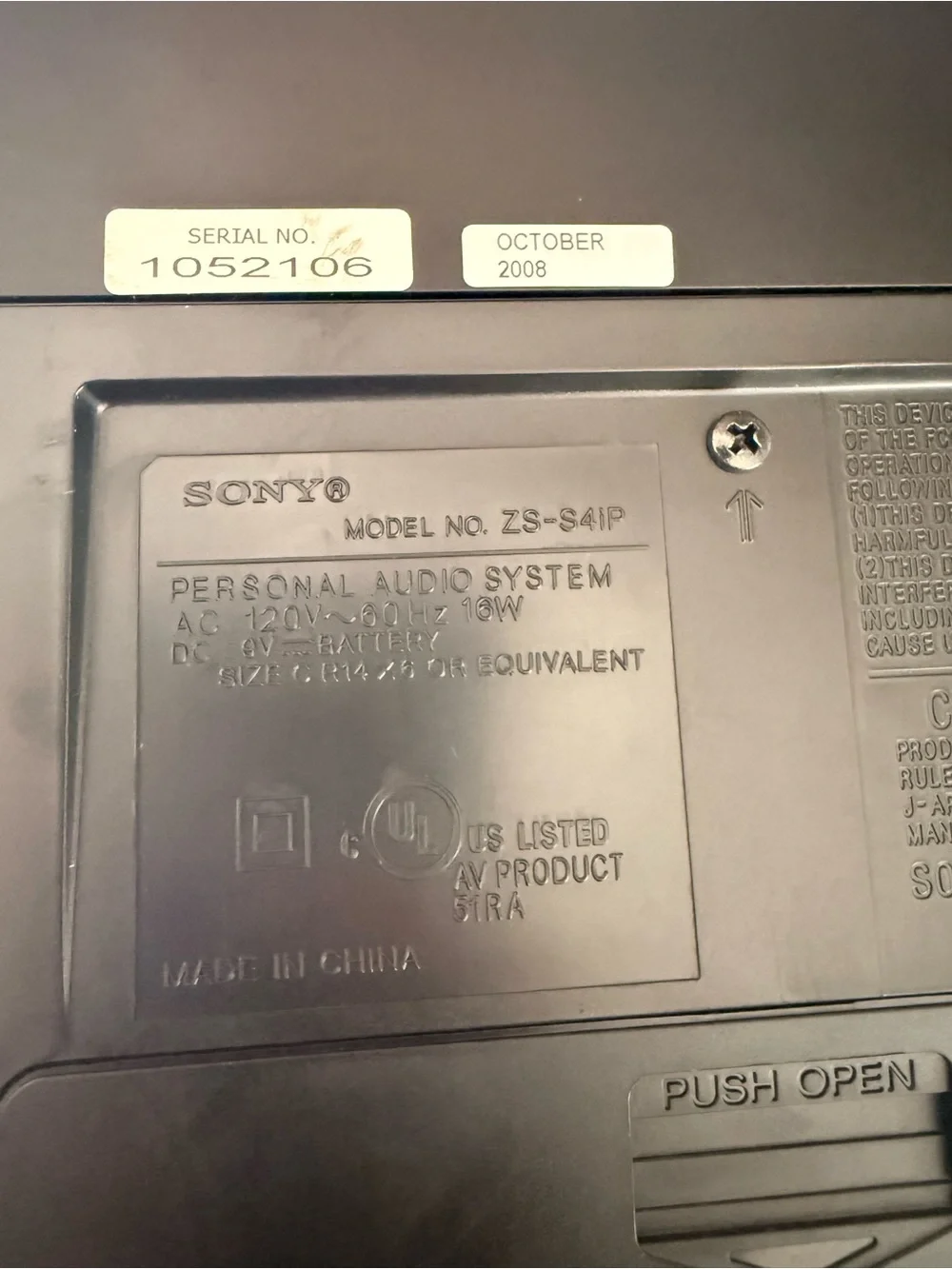 Sony ZS-S l4ip iPod player